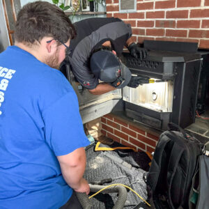 Pellet stove insert installation in Shrewsbury Pa