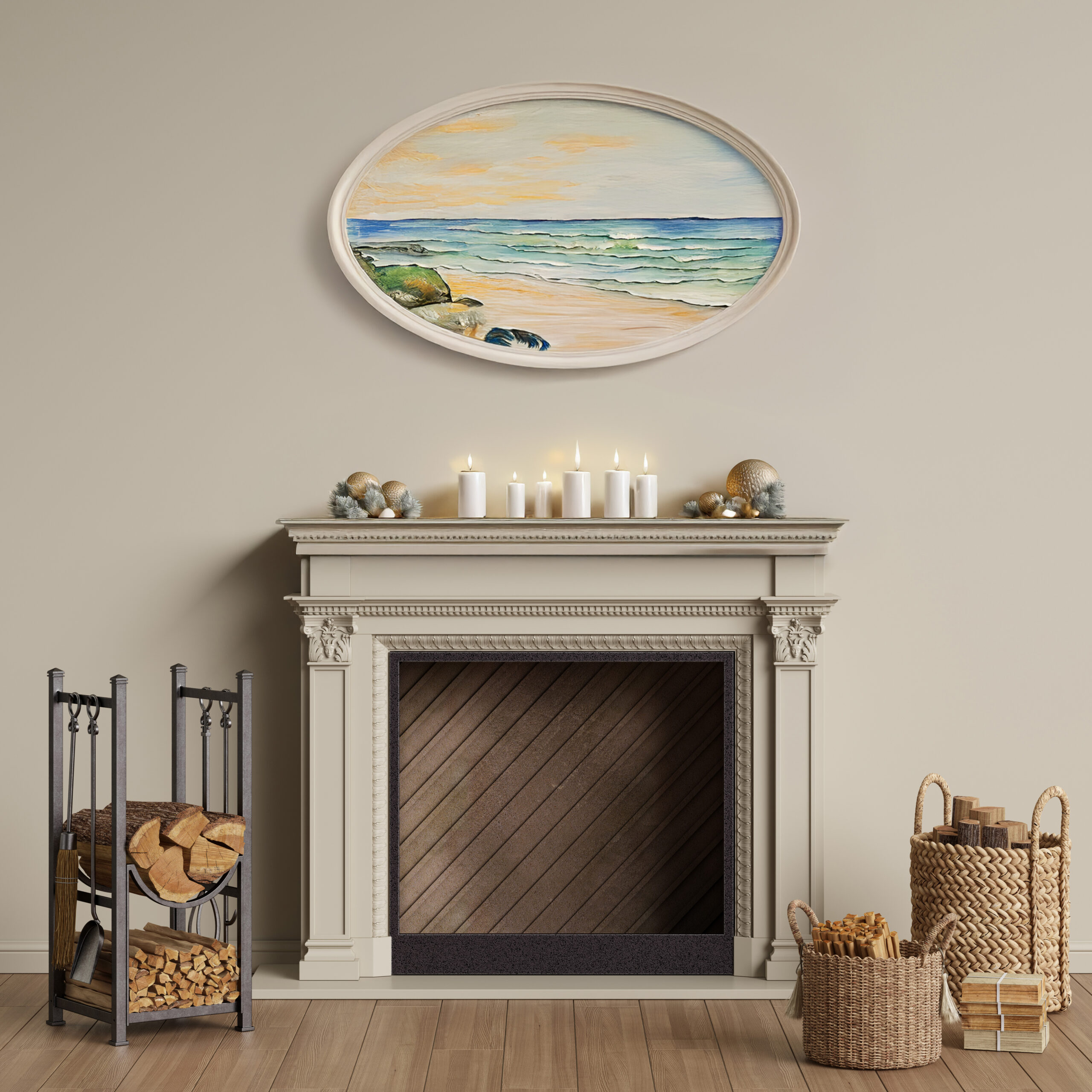 beach themed fireplace in Hershey, PA