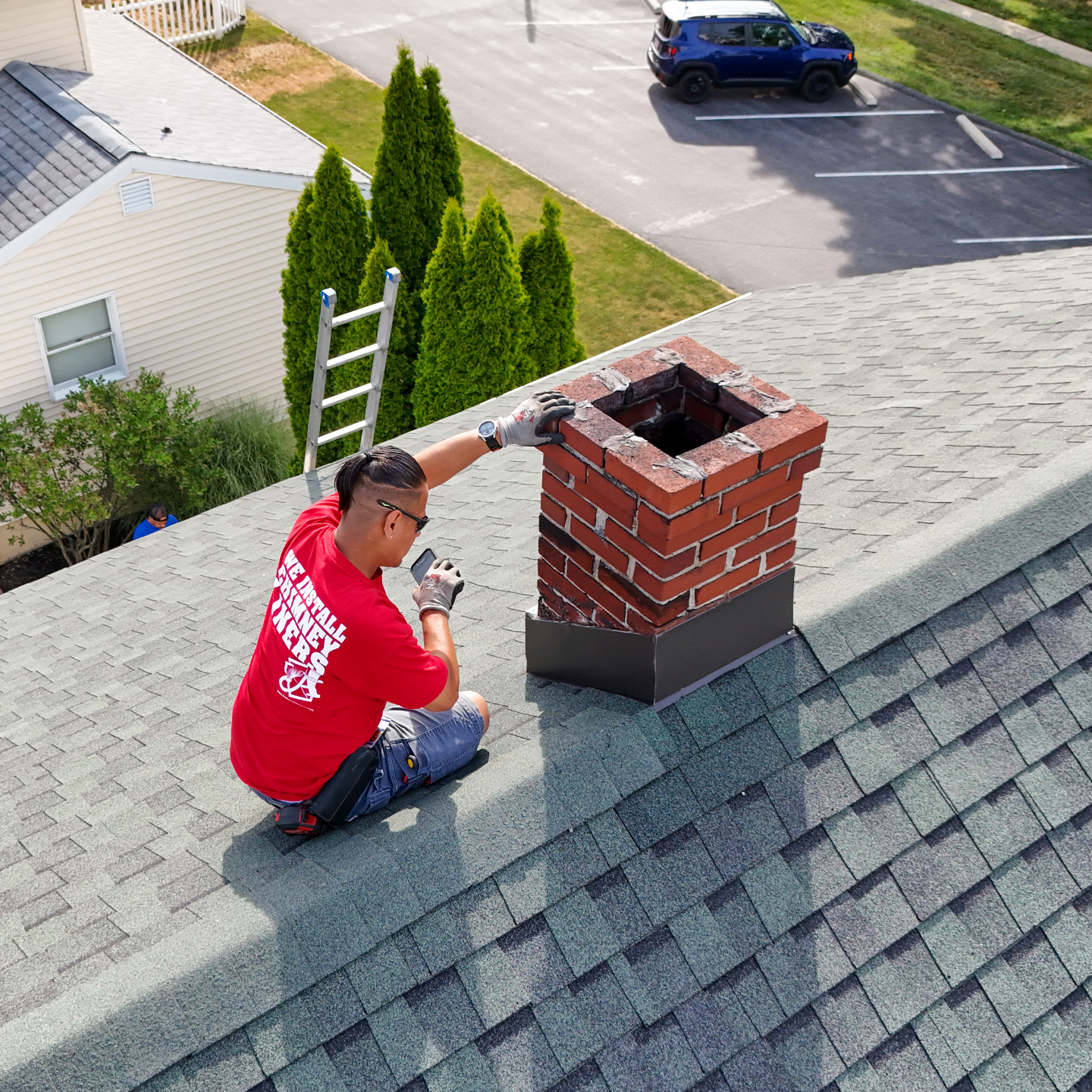 Damaged chimney inspection in New Cumberland, PA.